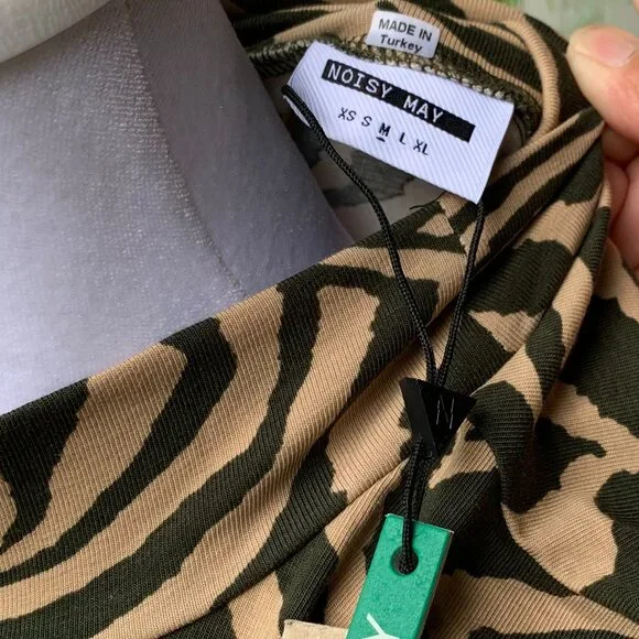 ASOS Noisy May Organic Cotton High Neck Zebra Print Top - Picture 6 of 15